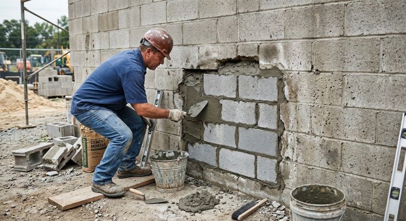 Cinder Block Wall Repair in Headland, AL